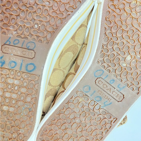 Coach Bonney High Top Sneakers Womens Size 9 Logo Jacquard Tan Brown Fold Down - Picture 9 of 13